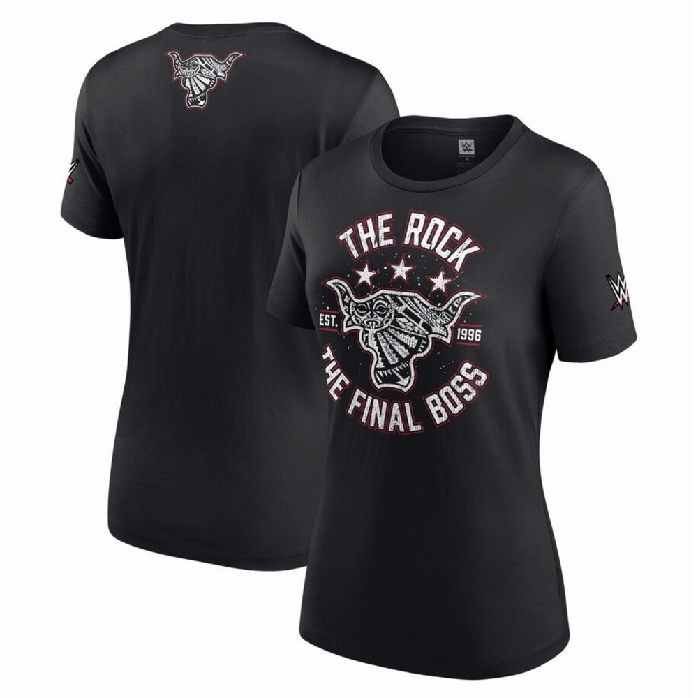 WWE Official Women's Black The Rock The Final Boss T-Shirt Size XL NWT